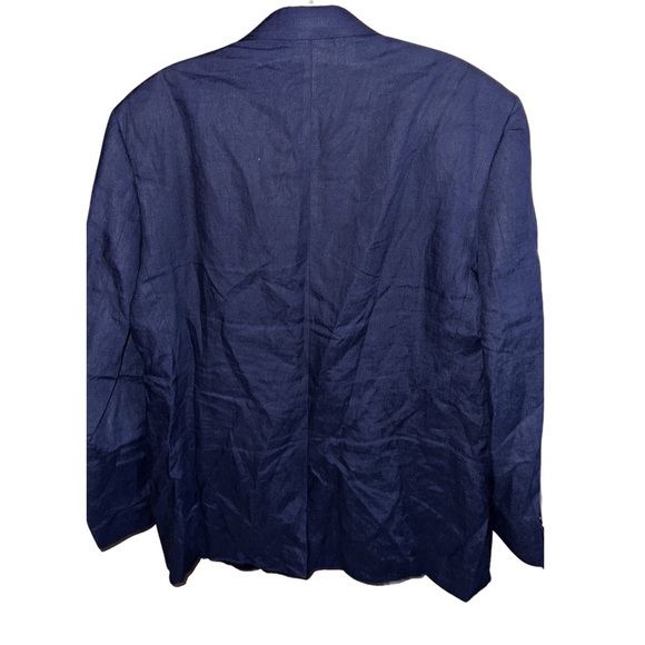Lauren Ralph Lauren Navy Blue Linen Blazer Size 44R - Picture 6 of 8